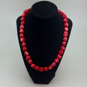 Lucas Lameth Red Bamboo Coral
 20” Sterling Silver Necklace